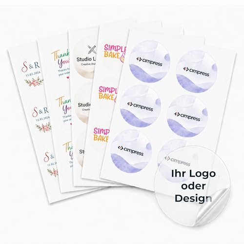 Cimpress Étiquettes Personnalisées en Feuille, Lot de 60, Autocollants Rond (7,6 x 7,6 cm) Transparents avec Logo ou Design, Easy Peel Résistant à l’Eau pour Emballage