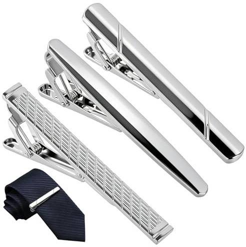 Lot de 3 pinces à cravate pour homme, épingles à cravate classiques pour affaires, mariage et vie quotidienne, pinces à cravate élégantes pour différentes occasions