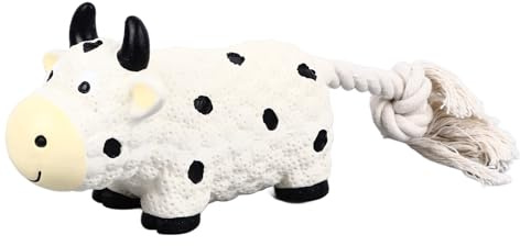 Rengue Hundleksak Anka Naturlig Latex Pipande Hundleksak, Mjuk Interaktiv Tuggleksak för Valpar Som Börjar få Barn, Leksak Inomhus för små Medelstora Hundar, Samling Av Husdjur med Flera Mönster (Ko)