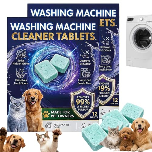 Compresse professionali per lavatrice, 12 pezzi detergenti enzimatici per lavatrice, pulizia profonda, pastiglie professionali per peli di animali domestici e odori, per tutte le lavatrici