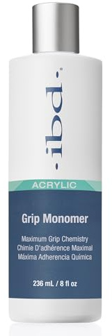 IBD Acrylic Grip Monomer, 236 ml - MADE IN USA - Acrylic liquid for strong & long-lasting nail modelling - Maximum adhesion, no yellowing, shatterproof