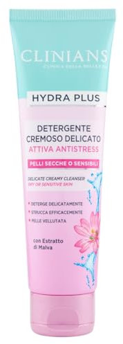 CLINIANS | Hydra Plus Active Anti-Stress Crema Limpiadora Facial, Dermatológicamente Testado, Limpia Suavemente, Made in Italy, 150 ml