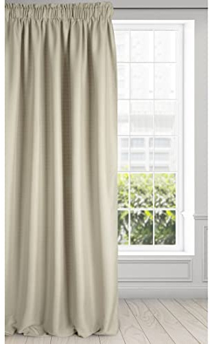 Eurofirany Cortina Beige Liso, Liso, con Cinta fruncidora, 140 x 250 cm, 1 Unidad Estilo escandinavo ecológico, diseño Mate, Moderno, clásico, para salón o Dormitorio