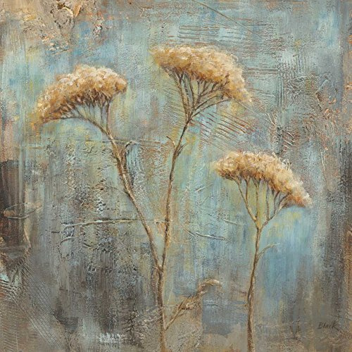 STAMPA-SU-TELA-INCORNICIATA-Black-Carol-Cm_56_X_56-Morning-Mist-I-fiori-floreale-botanici-cielo-fioriture-piante-azzurri-crema-bianca-Quadro-su-tela-con-cornice-a-cassetta-americana-Canvas-i