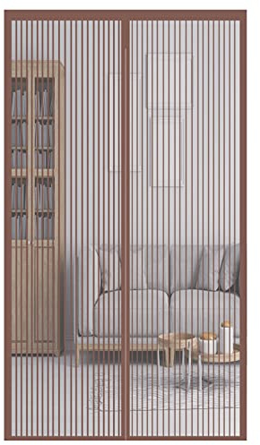 GOUER Magnetic Screen Door Curtain, 85x195cm Mosquito Bug Protection Insect Mosquito Door Screen Full Frame Magic Tape, for Front Door and Living Room and Kids Pets, Brown
