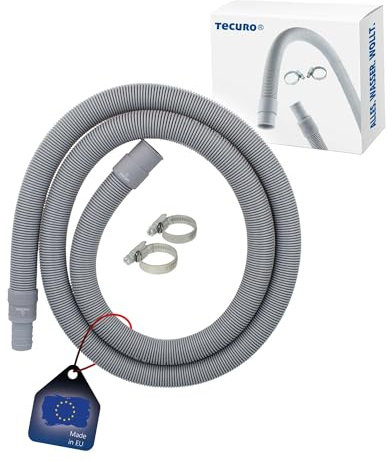 tecuro | Rallonge de tuyau de vidange | Kit complet de 1 m avec colliers de serrage | Convient pour machine à laver / lave-vaisselle | Gris | Tuyau d'évacuation d'eau universel utilisable fabricant