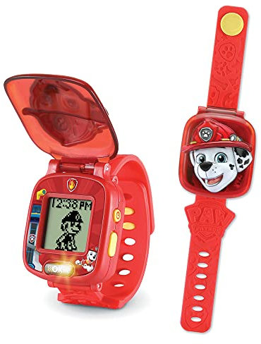 VTech - Pat' Patrouille, La Montre-Jeu Interactive de Marcus, Montre Enfant à Clapet avec Écran Animé, Bracelet Souple, 12 Cadrans, 4 Jeux, Cadeau Enfant de 3 Ans à 7 Ans - Contenu en Français