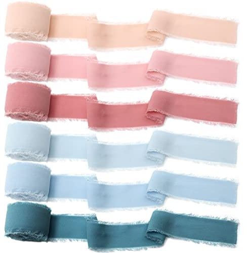 6 Rollen Chiffonband Breit Schleifenband,3.8CM*6M Geschenkband Hochzeit, Chiffon Seidenband Satinband für Blumensträuße, Dekoration, Hochzeitseinladungen