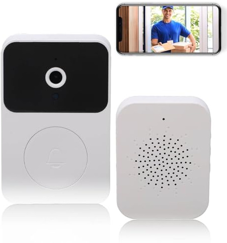 Sonnette vidéo sans Fil - Multi-Fonctionnelle Caméra de Sonnette - Visiophone sans Fil - Exterieur Etanche - 2.4G WiFi Batterie Haute capacité - pour la Maison Bureau