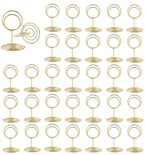 MisFun 30 Stück Tischkartenhalter, Fotohalter, Fotohalter mit Klammern, Memohalter, Tischkarten Halterung, Tischnummernhalter für Hochzeiten, für Hochzeiten, Jubiläen, Partys (Runden)