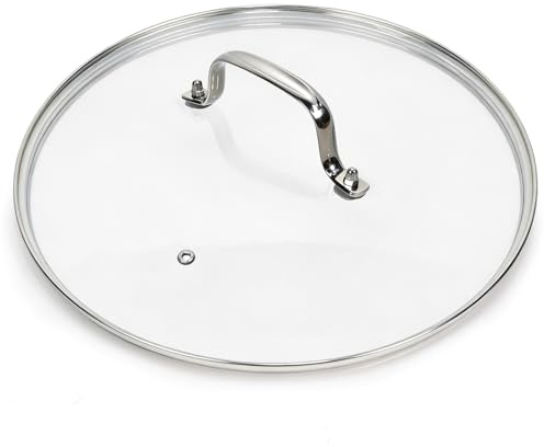 12 IN Glass Lid with Stainless Steel Handle for Frying Pan, Tempered Replacement Cover Compatible for Skillets, Round Cast Iron, Cast Aluminium, Stainless Steel Pans & Pots (297mm-312mm)