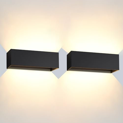 Kingwen 2 Piezas 30W LED Aplique Pared Exterior/Interior 0-120°El ángulo es ajustable Lámpara de Pared Exterior Apliques LED Exterior Blanco cálido 3000K Lámparas Para Interior ip65 Impermeable Fo