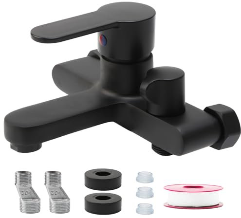 Grifo de ducha montado en la pared, grifo mezclador de agua fría y caliente, grifo mezclador de baño para baño, bañera, ducha, bañera G1/2 salida de agua