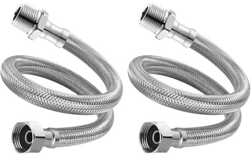 2 Stück Flexschlauch 3/8 Zoll, Überwurf und Außengewinde,Verbindungsschlauch mit Edelstahlumflechtung, Flexschlauch DN8 Verbindungsschlauch für Armatur Sanitär Schlauch mit Trinkwasserzulassung (20cm)