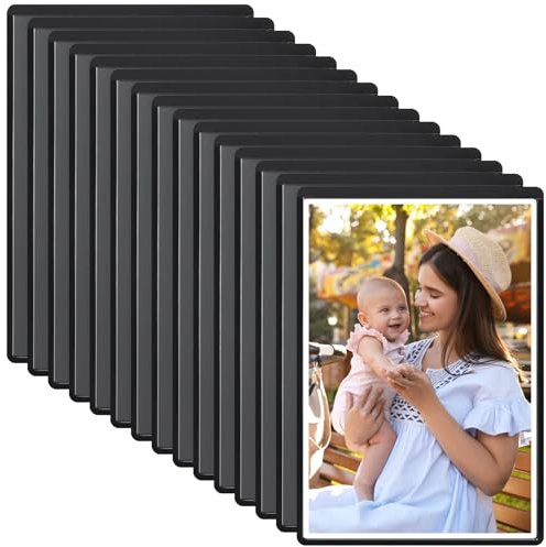 15Pcs Magnetic Photo Frames, 6x4 Magnetic Picture Frame Set for Fridge White Board Metal, Reusable Magnets Photo Sleeves, DIY Fridge Magnets for Kids Adults Family