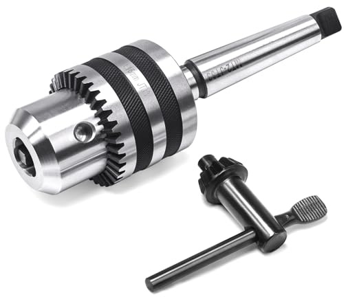 KPORE MT2 Morse Taper Drill Chuck, 1/2 Capacity – Fits Drill Press, Lathe & Mill, Holds Bits up to 16mm, JT33 Mount, Includes Key & Compatible with Industrial Machinery (MT2- JT33)