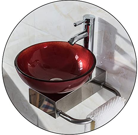 Mini Wall Mounted Washbasin - Artistic Tempered Glass Vessel Sink Bowl Set