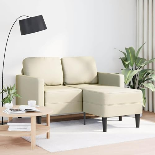 KTHLBRH Sofá de 2 plazas con Chaise Longue en Forma de L Crema Sofá de 2 Plazas en Forma L con Chaise Lounge, Diseño Moderno y Estructura Resistente para Salón 125 cm
