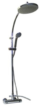 Überkopfbrauseset, Duschsäule mit Duscharmatur mit Thermostat.