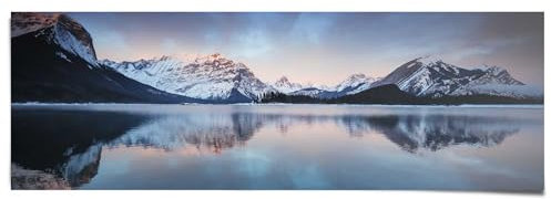 REINDERS Poster, Sonnenaufgang Bergsee, Wohnzimmer, Bilder, Wanddeko, Room Decor, 170 gr. glänzend Bilderdruckpapier, Blau, 53 x 158