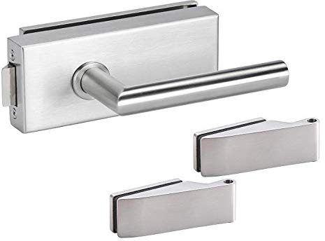 Stil-Echt GmbH Glastürbeschlag Set UV/OL, Glastürschloß + Bänder + Drücker (Klinke), Glastürbeschläge Edelstahl …