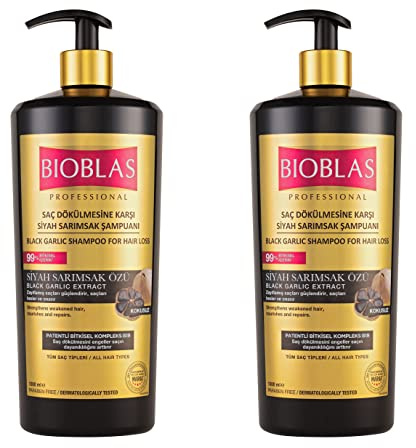 2x Bioblas Schwarzer Knoblauch Shampoo 1000ml - Anti Haarausfall für Frauen und Männer, Geruchlos, Dermatologisch Getestet (2x1000ml)