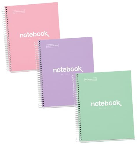 Miquelrius - Pack 3 Cuadernos A5 Punteados Dots, 80 Hojas, Tapa Dura Cartón