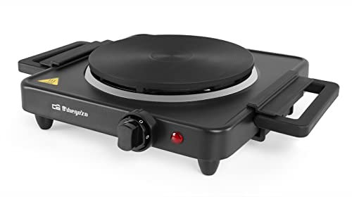 Orbegozo PE 2815, Hornillo eléctrico, termostatos de intensidad regulable, 1500 W, sistema seguridad anti-sobrecalentamiento, indicador luminoso, color negro