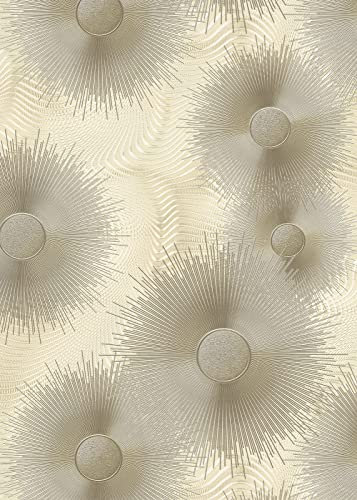WTD 10191-02 ELLE Decoration Papier peint intissé Motif soleil Beige métallique