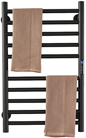 DUDYP Sèche-Serviette Électrique Doré Chauffe-Serviettes avec Minuterie 1-8H, Porte-Serviettes Chauffant avec Contrôle De La Température, Étendoir Chauffant Mural 8 Barres,Hardwired