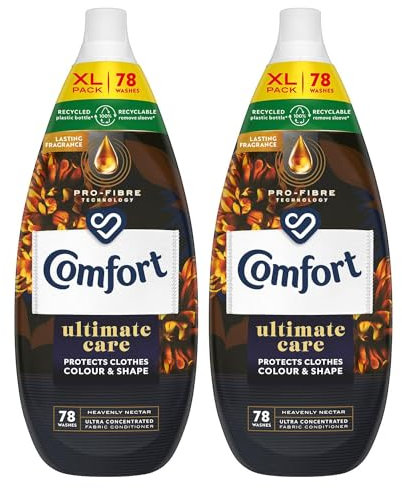 Comfort Ultimate Care Ultra-Concentrated Fabric Conditioner with Lasting Fragrance Intense Liquid Fabric Softener 78 Wash, 1.18 L (Heavenly Nectar, Buy 2)