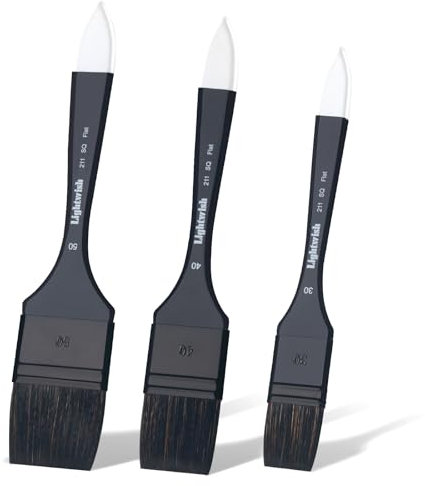 LIGHTWISH Flat Paint Brushes Set for Watercolor, Acrylic, Gouache, Oil Paint, Large Artist Squirrel Hair Art Supplies for Adults, Professionals 3 PCS(30/40/50mm)