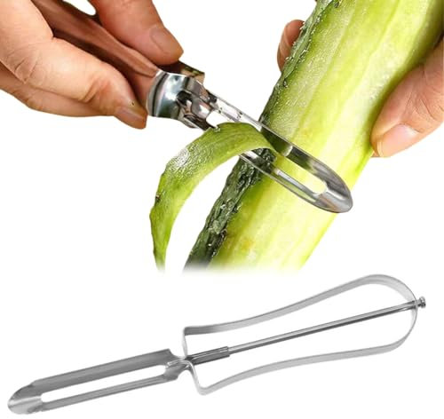 Pelaverdure da cucina in acciaio inox, sbucciatore rotante professionale, per verdure, patate, carote, pelapatate in argento antiruggine con manico ergonomico, per frutta e verdura e carota