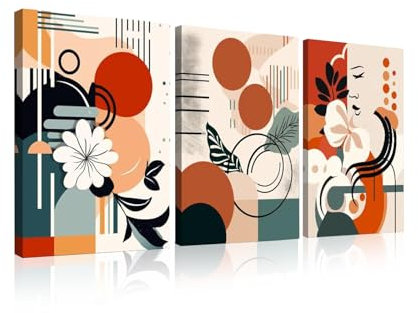 SenaiMy Quadri Moderni Soggiorno 3 Pezzi Poster in Stile Boho Chic Stampe da Parete Quadro Murale D'arte Astratta Quadro su Tela Decorazioni per Soggiorno, Camera da Letto, Galleria
