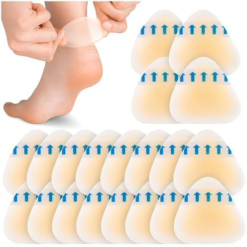 SULPO Lot de 20 patchs – Pansements hydrocolloïdes anti-ampoules – Pansements anti-ampoules – Pansements anti-ampoules en gel transparent imperméable – Pansements à talons