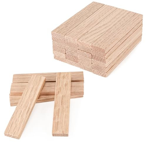 Pavlleen 30 Stück Bastelholz klötzchen,Bastelholz OHNE Klebeband,Eichenholz Bastelklötzchen,Holzbausteine bastelklötzchen,100x20x7 mm holzklötze,für DIY Projekte Deko und Bauen