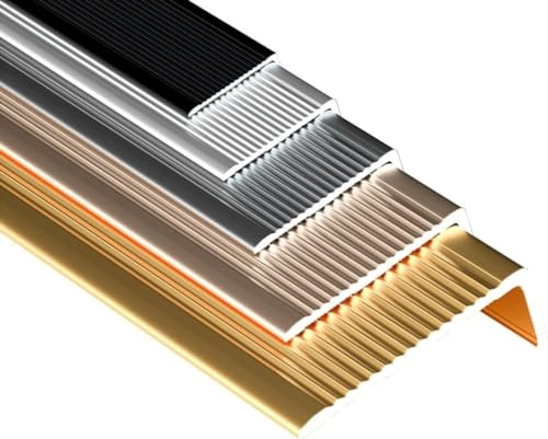 Raouoae Perfiles Angulares De Aluminio para Bordes De Escaleras Y Pisos 90 Cm Moldura Antideslizante para Escalones Y Pisos Laminados(Black,W:30mm/1.18in)