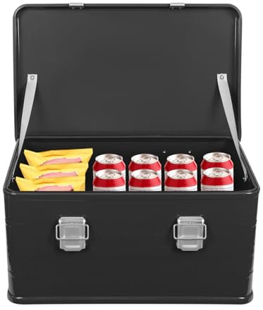 Aluminium Camping Aufbewahrungsbox Alukiste Fassungsvermögen 50L Handschuhbox für Organisation und Aufbewahrung von Campingutensilien 57.5x37.5x27.3cm Tragfähigkeit 20kg
