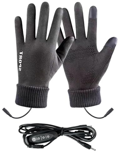 Mppchhn Guanti Riscaldati Ricaricabili,Guanti Invernali Riscaldati USB | Muffole Touchscreen con 3 Regolazioni di Temperatura per Caccia Freddo Guida Corsa Motociclismo Escursionismo