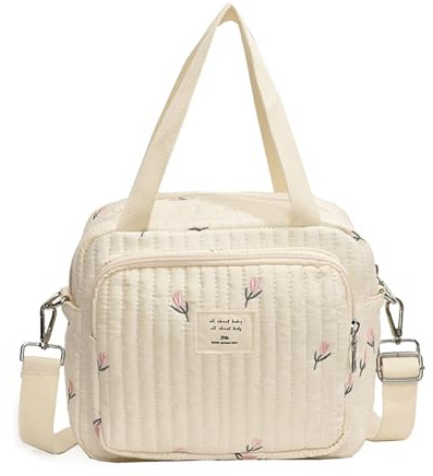 Kalttoy broderad blöjväska för mammor trendig blomma/björn baby organiseringsväska med justerbar rem trendig väska