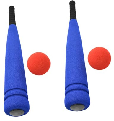 Milisten Set da 2 Bastoni da Baseball in Spugna EVA per Giocattolo Sportivo per Attività all'Aperto Kit Allenamento Baseball Portatile 2 Palline Miglioramento Colore Colore Casuale