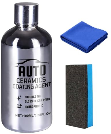 Scellant céramique pour voitures | 100 ml liquide de polissage brillant | avec chiffon microfibre et éponge de polissage pour véhicule, tracteur, remorque, SUV, jante moto