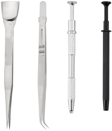Lot de 4 outils de décoration de gâteaux en acier inoxydable - 4 griffes - Pince à épiler avec pelle - Pince à bijoux pour décoration de biscuits et cupcakes