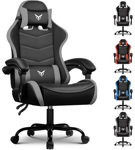 GTPLAYER Gaming Chair for Adults Heavy Duty Computer Chairs Linkage Armrest and Lumbar Support, Ergonomic Height Adjustable PC Chair