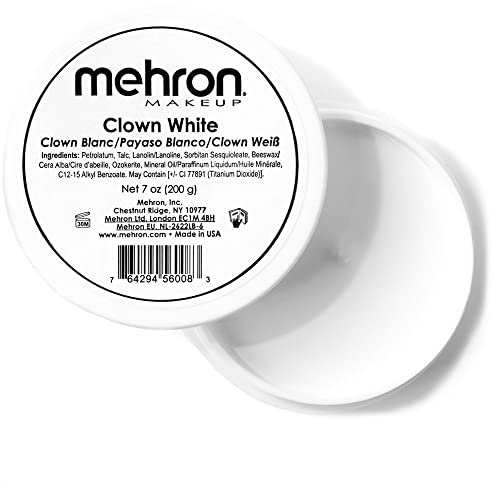 Mehron Makeup Clown White - 7 oz, Full Coverage Cream Face & Body Paint