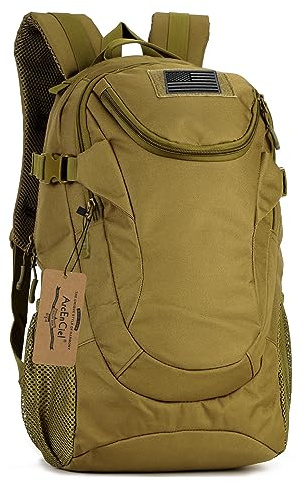 ArcEnCiel Motorcycle Tactical Backpack for Men - Sturdy‌ Military Pack with Rain Cover & Patch, MOLLE Water Resistant for Hiking, Commuting, Camping & Outdoor