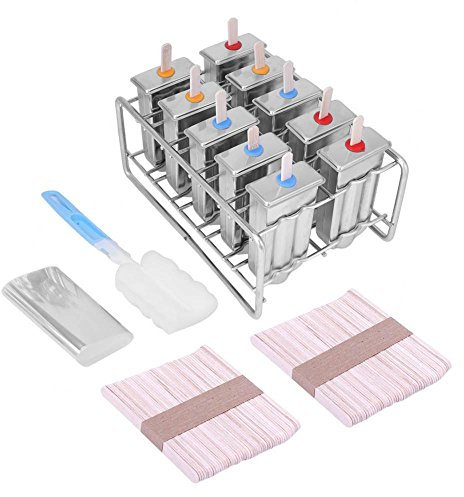 Fdit 10pcs Molde Helado Cream De Acero Inoxidable Lolly Popsicle Socialme-EU(Cabeza Redonda)