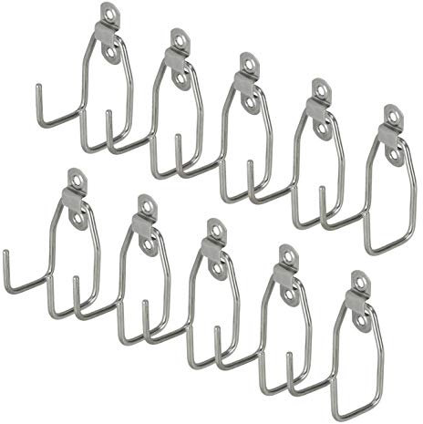 VORMANN Gerätehaken Wandhaken Garagenhaken Haken | Traglast 20 kg | Edelstahl Rostfrei | 10-teiliges Set (52 x 55 mm)