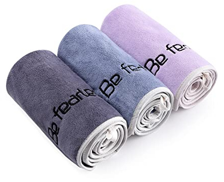 BOBOR Gym Towels Set, Microfiber Sports Towel for Men and Women, Super Soft and Quick-Drying 3-Pack Set Towel, for Tennis, Yoga, Cycling, Swimming (1Blue+1Purple+1Gray, 14 x 29)