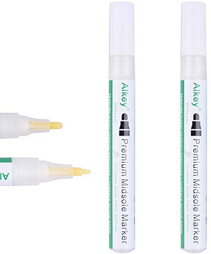 2 Stück Premium Sneaker Mittelsohle Paint Pen/Marker, Wiederherstellung von Schuhsohlen für individuelle Anpassung, Farbe auf Leder, Wildleder, Stoff und weichem Schaumstoff –Weiß